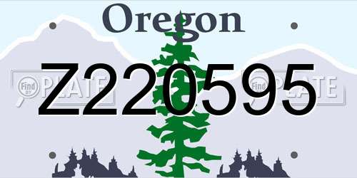 Z220595 Oregon License Plate