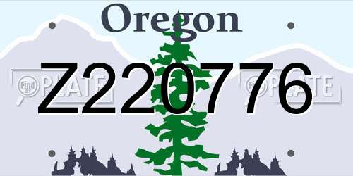 Z220776 Oregon License Plate