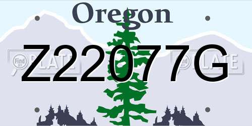 Z22077G Oregon License Plate