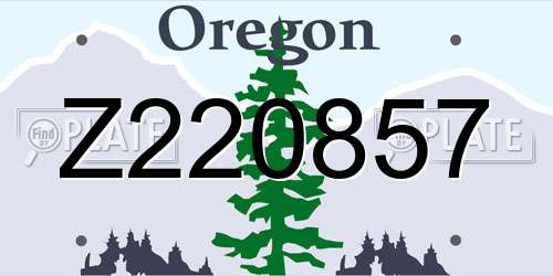 Z220857 Oregon License Plate