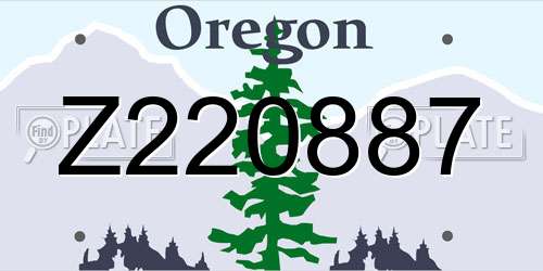 Z220887 Oregon License Plate