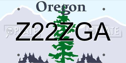 Z22ZGA Oregon License Plate