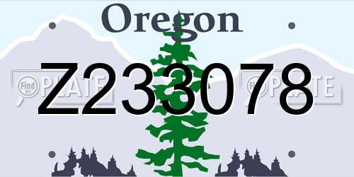 Z233078 Oregon License Plate