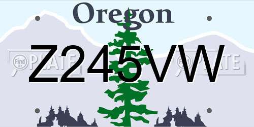 Z245VW Oregon License Plate