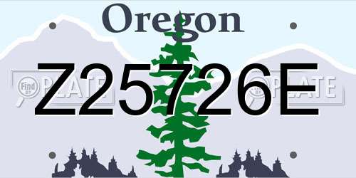 Z25726E Oregon License Plate