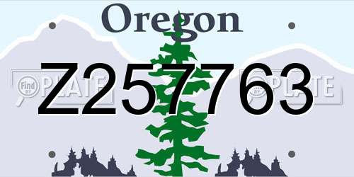 Z257763 Oregon License Plate