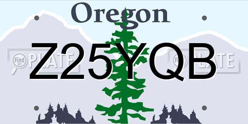 Z25YQB Oregon License Plate