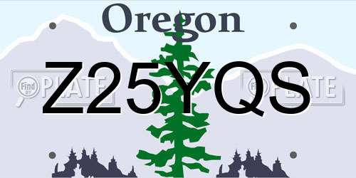 Z25YQS Oregon License Plate