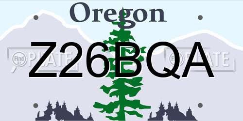 Z26BQA Oregon License Plate
