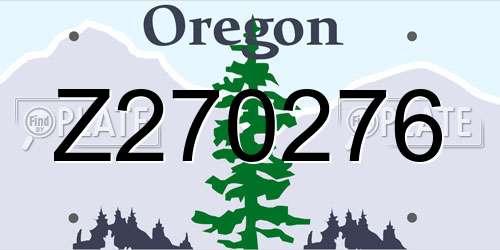 Z270276 Oregon License Plate