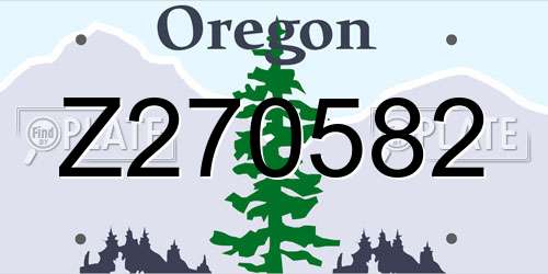 Z270582 Oregon License Plate