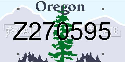 Z270595 Oregon License Plate