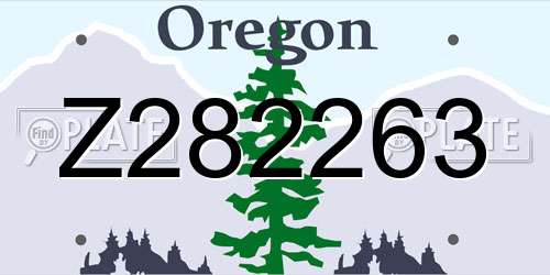 Z282263 Oregon License Plate