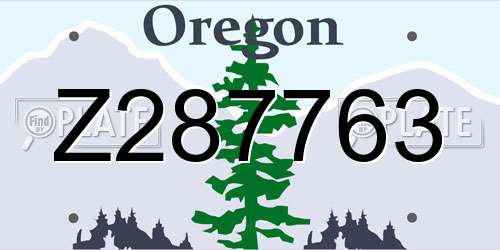 Z287763 Oregon License Plate