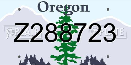 Z288723 Oregon License Plate