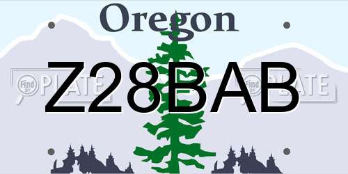 Z28BAB Oregon License Plate