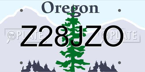 Z28JZO Oregon License Plate