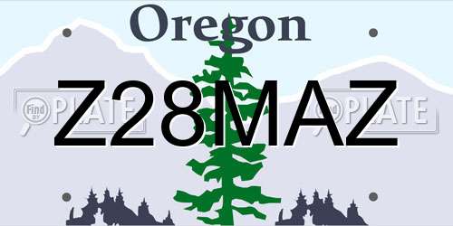 Z28MAZ Oregon License Plate