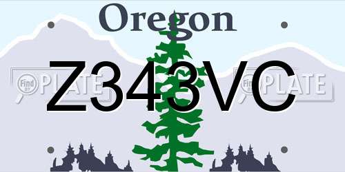 Z343VC Oregon License Plate