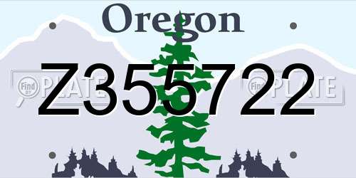 Z355722 Oregon License Plate