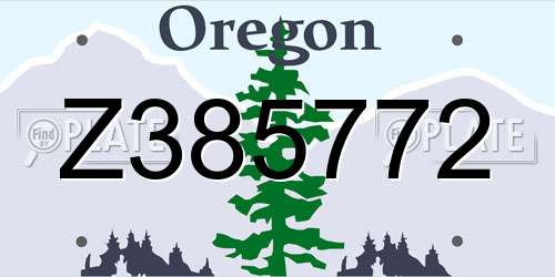 Z385772 Oregon License Plate
