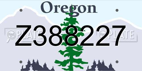 Z388227 Oregon License Plate