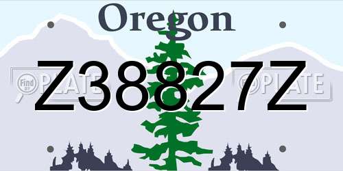 Z38827Z Oregon License Plate