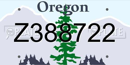 Z388722 Oregon License Plate