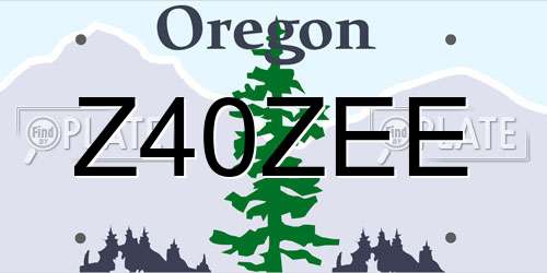 Z40ZEE Oregon License Plate