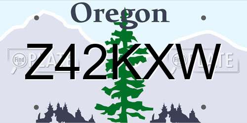 Z42KXW Oregon License Plate
