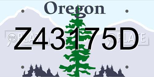 Z43175D Oregon License Plate