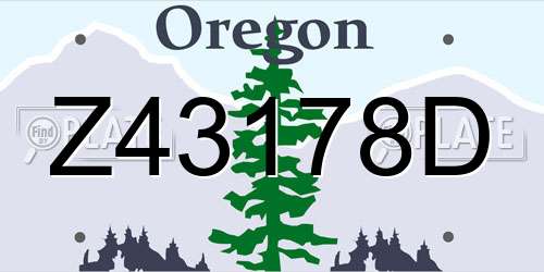 Z43178D Oregon License Plate