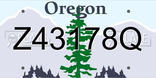 Z43178Q Oregon License Plate