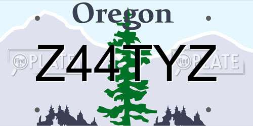 Z44TYZ Oregon License Plate