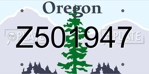 Z501947 Oregon License Plate