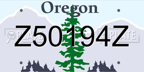 Z50194Z Oregon License Plate