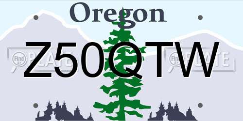 Z50QTW Oregon License Plate