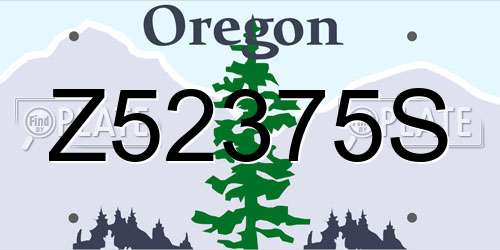 Z52375S Oregon License Plate