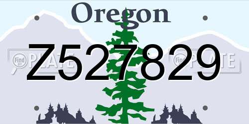 Z527829 Oregon License Plate