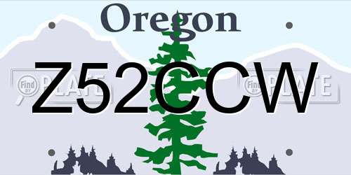 Z52CCW Oregon License Plate