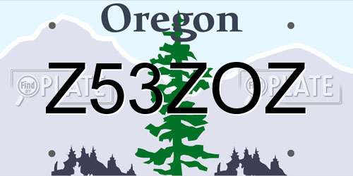 Z53ZOZ Oregon License Plate