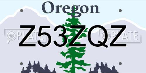 Z53ZQZ Oregon License Plate