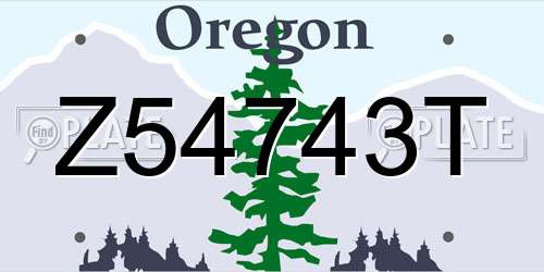 Z54743T Oregon License Plate