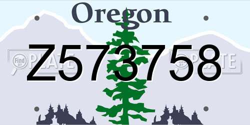 Z573758 Oregon License Plate