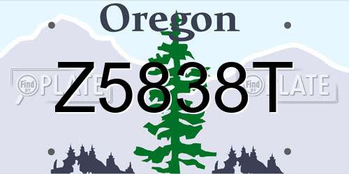 Z5838T Oregon License Plate