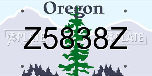 Z5838Z Oregon License Plate