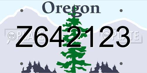 Z642123 Oregon License Plate