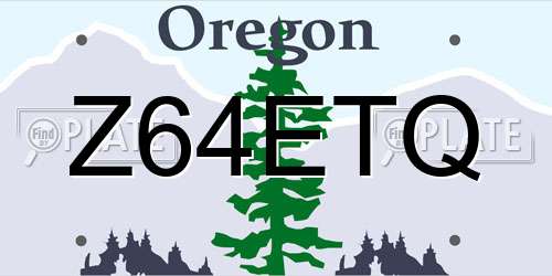 Z64ETQ Oregon License Plate