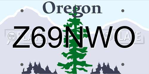 Z69NWO Oregon License Plate