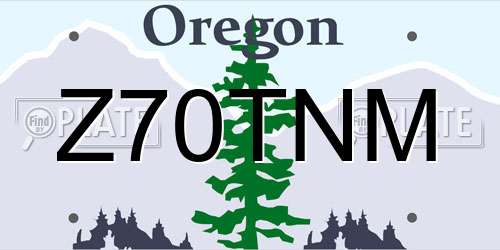 Z70TNM Oregon License Plate